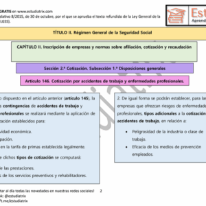 Esquema GRATIS Artículo 146 Ley General de la Seguridad Social (Real Decreto Legislativo 8/2015)